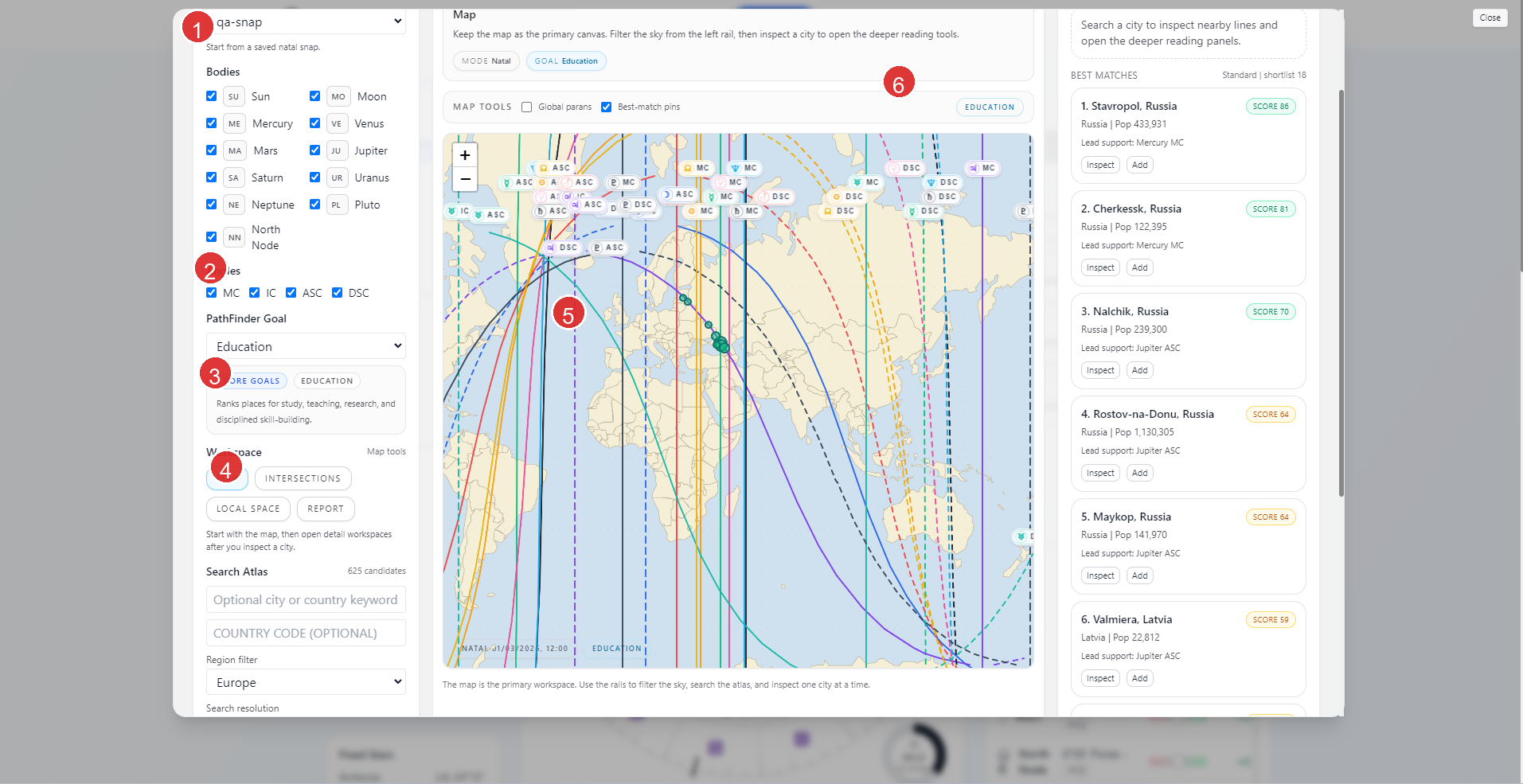 Annotated Astrocartography workspace