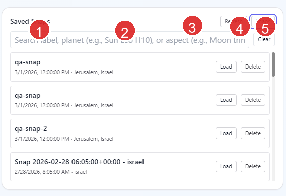 Annotated Astro Clock controls
