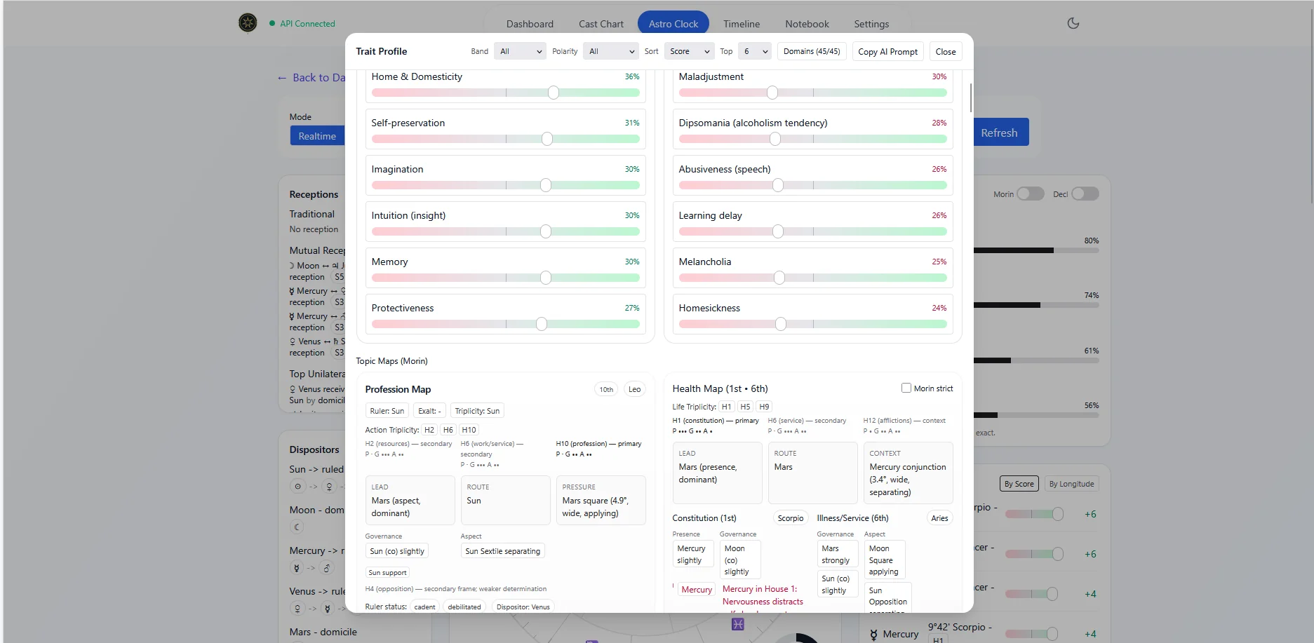 Trait profile screenshot